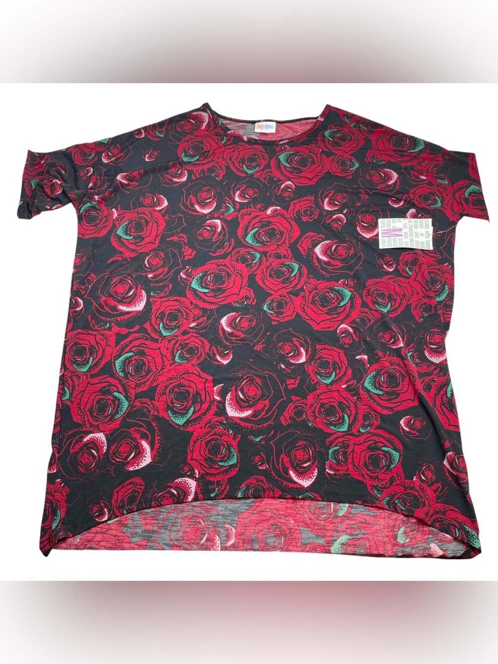 LuLaRoe Irma Tunic Bundle of 2 Black Red Roses Geometric Medium New NWT and NWOT - Picture 2 of 5